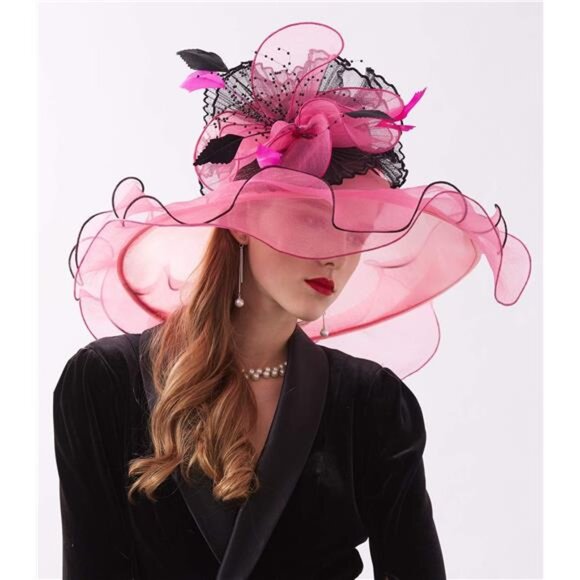 Women's Kentucky Derby Church Dress Hat J2 Rose - Picture 5 of 6